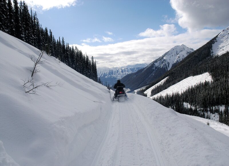 Stunning mountain views from the snowmobile trails in Golden
