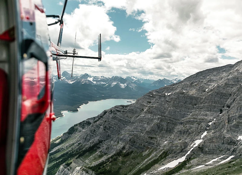 Helicopter flight over the rockies from Banff