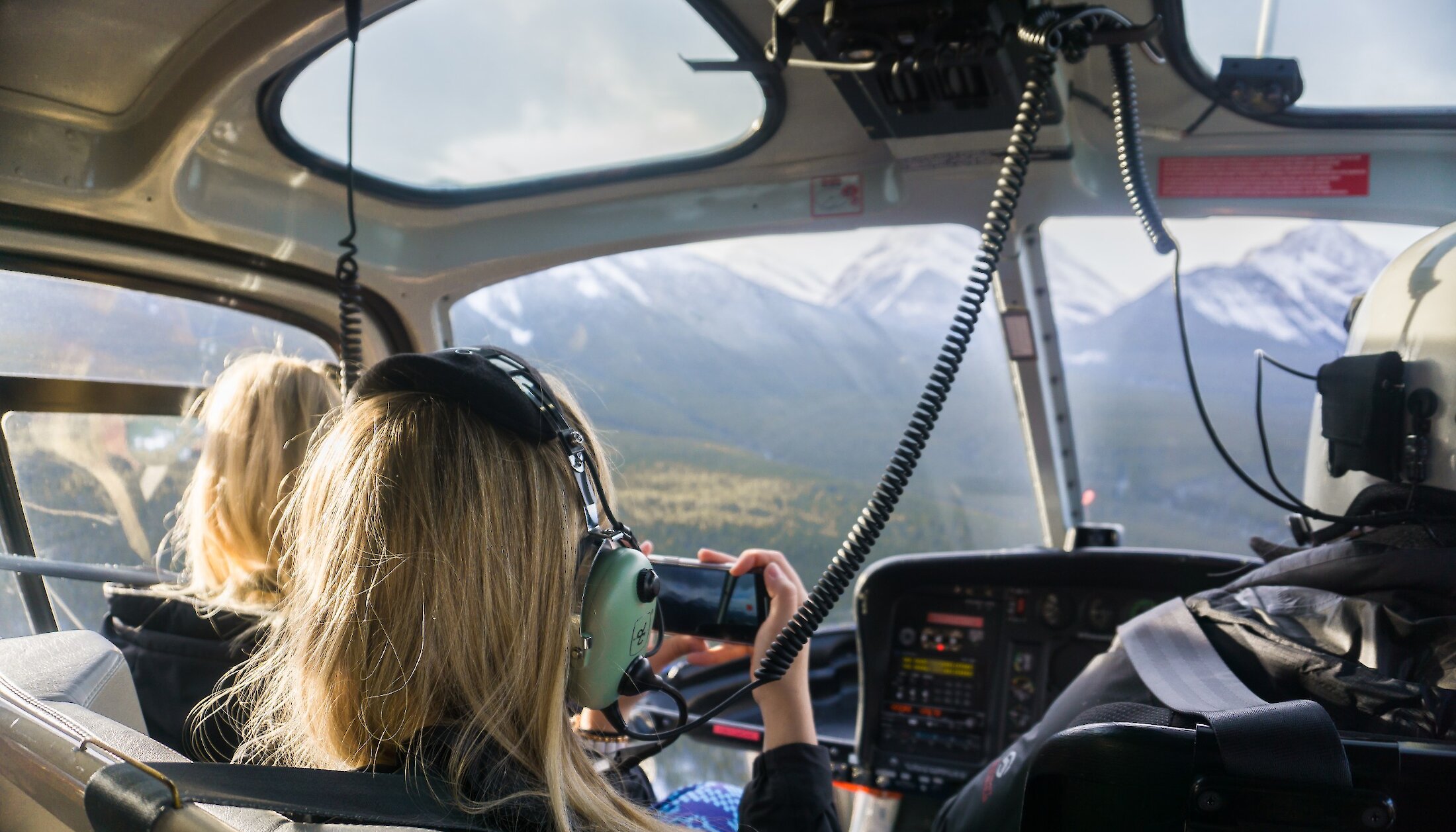 Taking photos during a helicopter flight