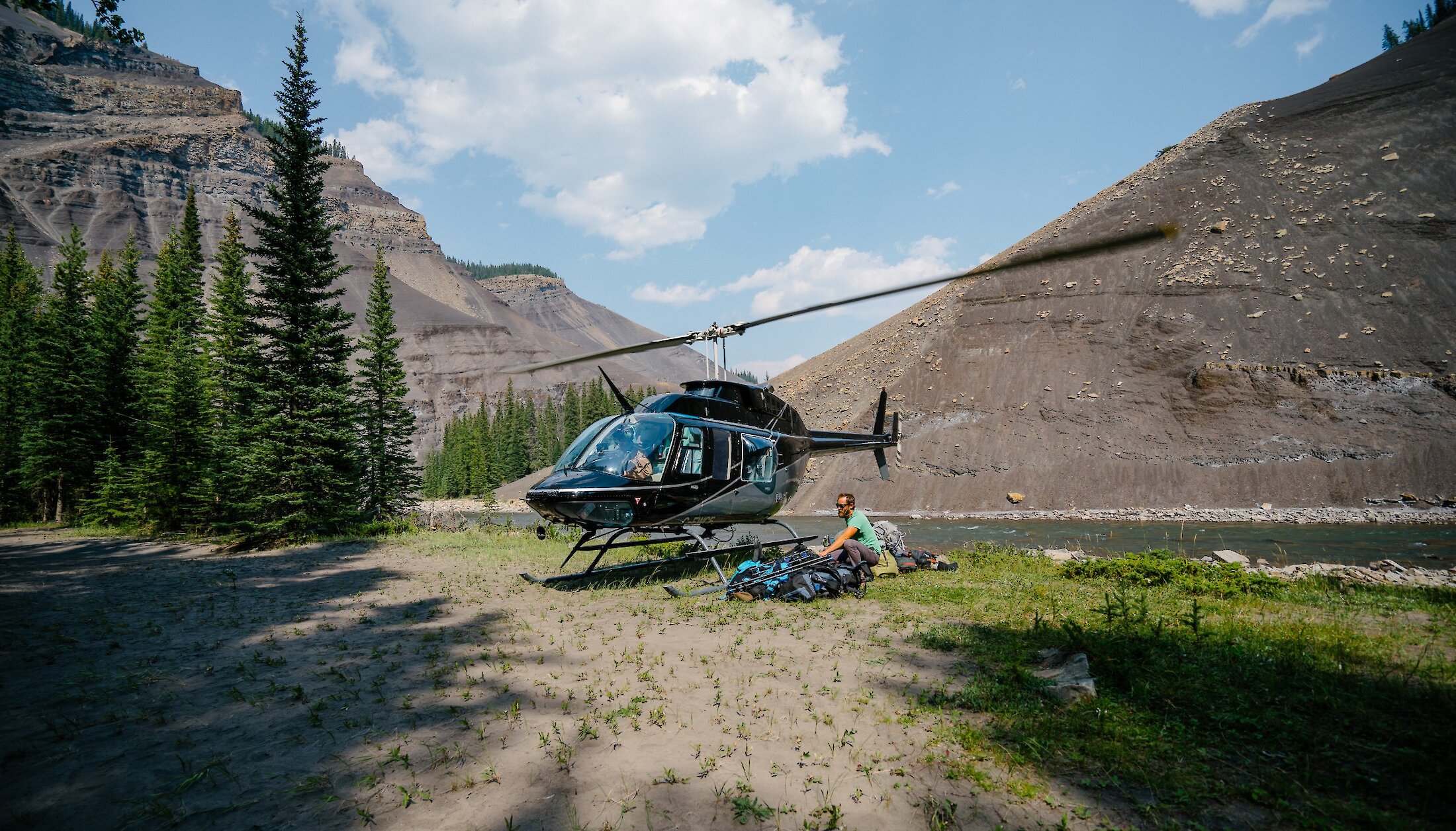 Helicopter flights in summer