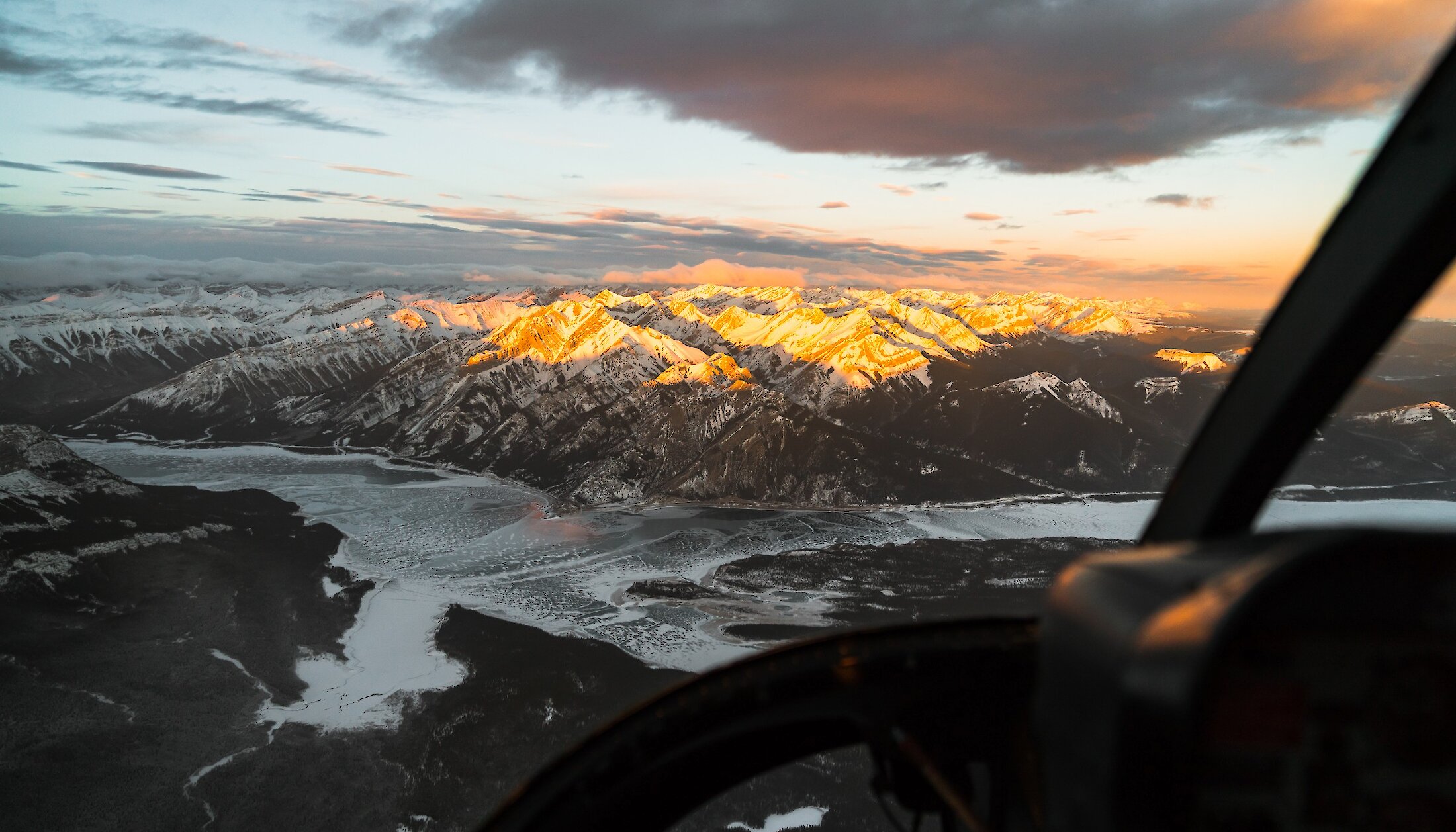 Views from a helicopter ride in winter
