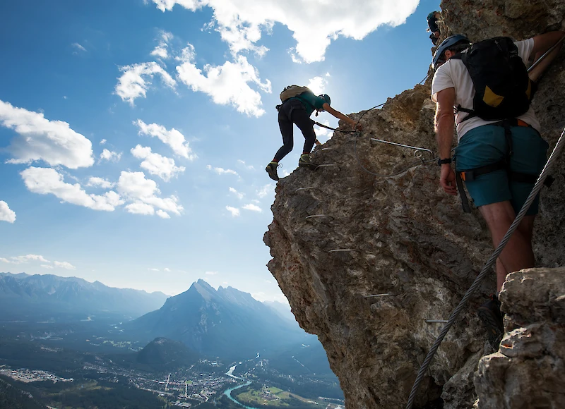 Climb to the top of Mt Norquay on a Via Ferrata Tour