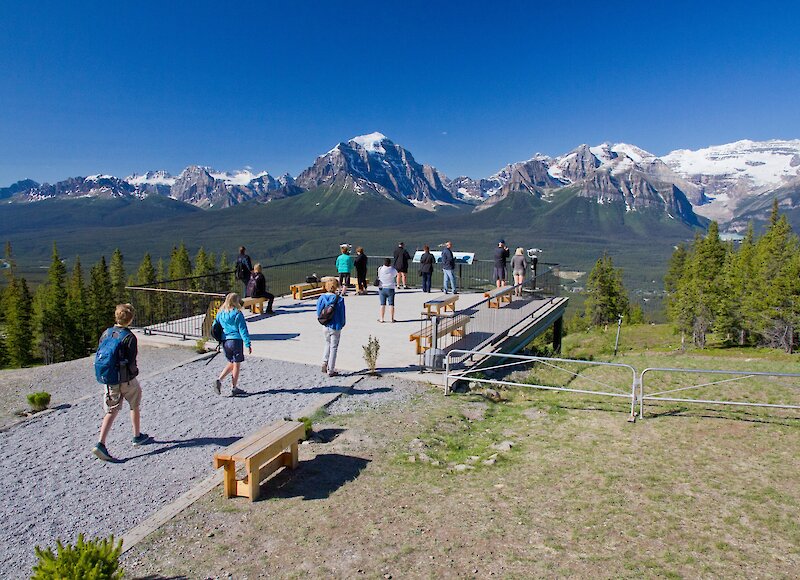 The Lake Louise Ski Resort viewing platform overlooking the Mountains of Banff National Park
