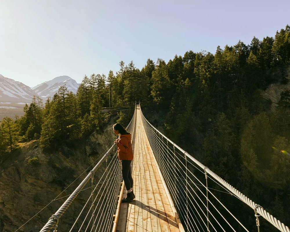 Walking across the Skybridge in Golden