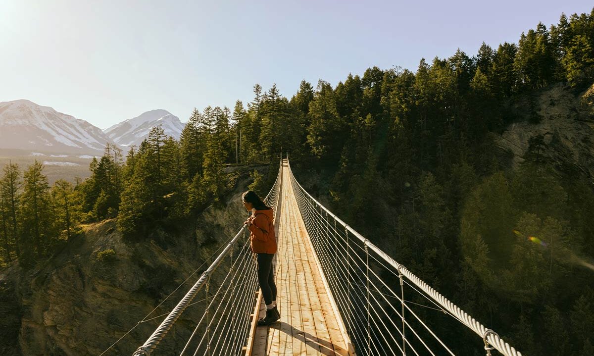 Walking across the Skybridge in Golden