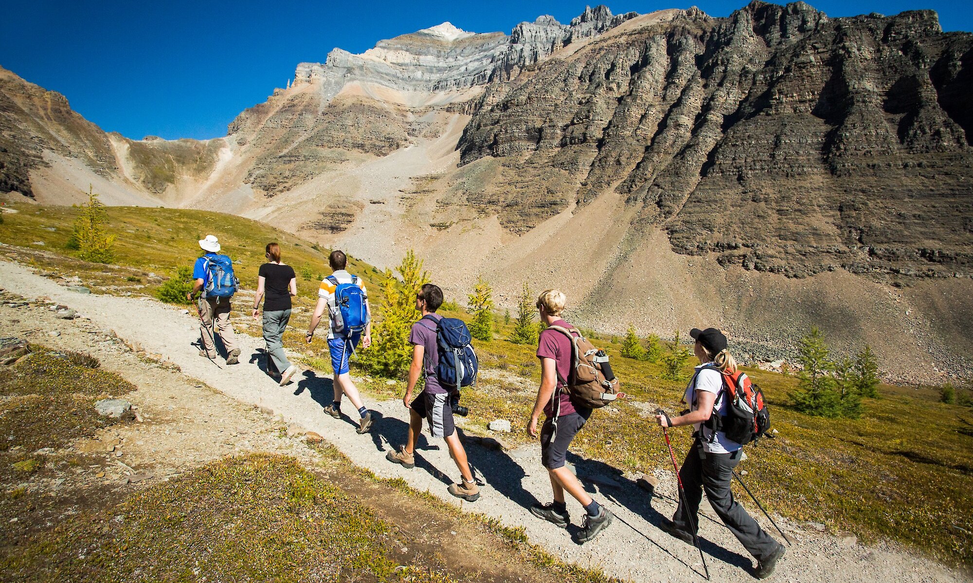 Hiking up the trails at Larch Valley