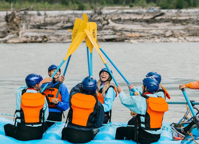 Getting ready to hit the rapids on the Kicking Horse River