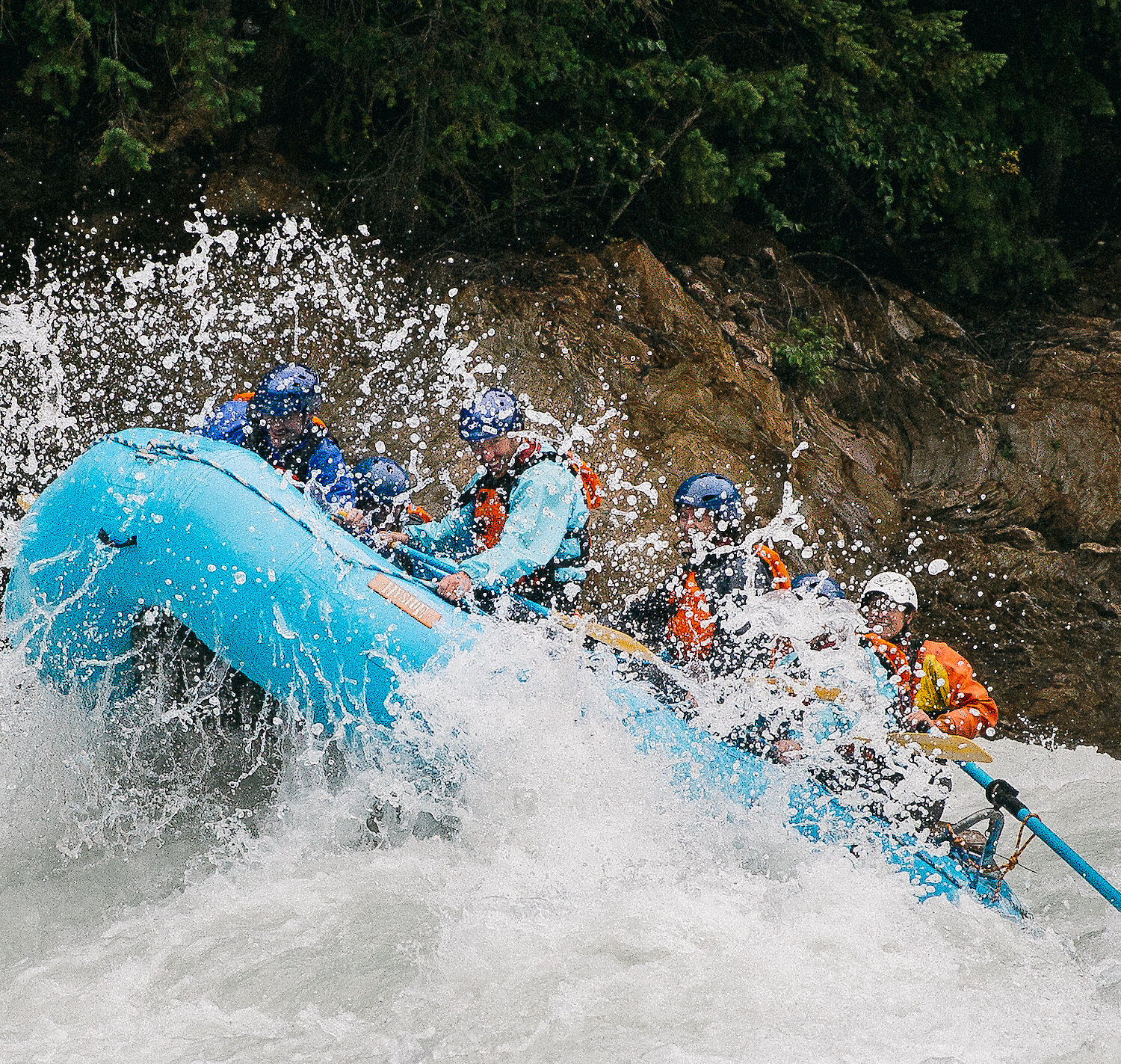 Big splashes on the Kicking Horse River raft trip