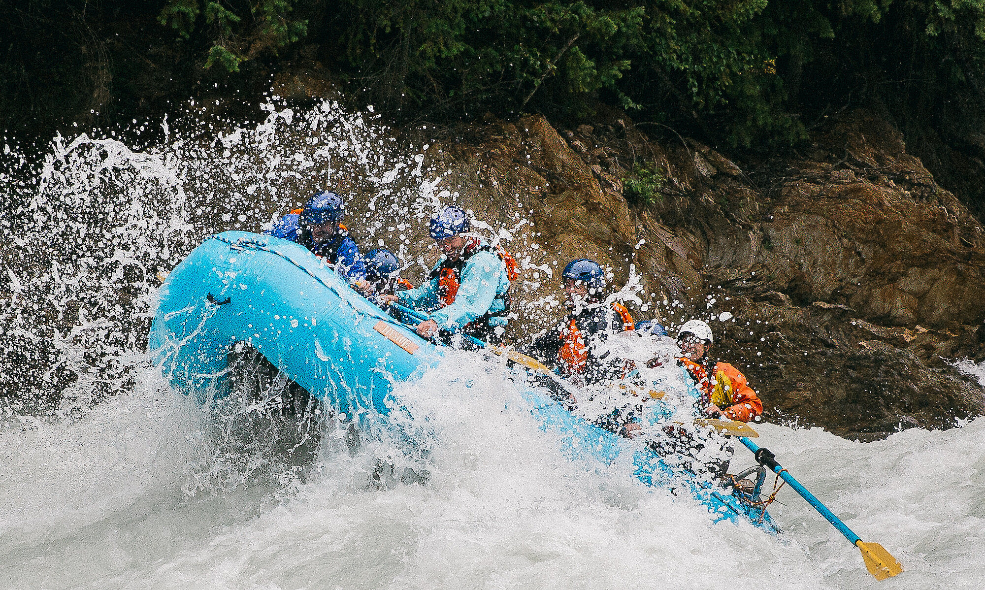 Big splashes on the Kicking Horse River raft trip