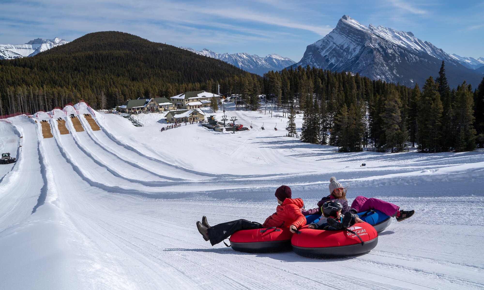Snow Tubing down the lanes at Mount Norquay