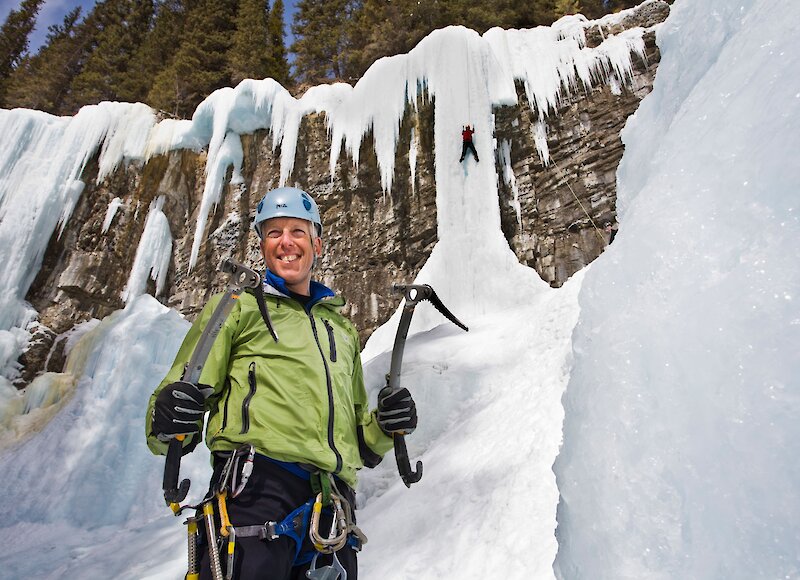 Ice climbers at Johnston Canyon