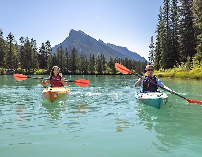 kayaking on the Bow River Banff