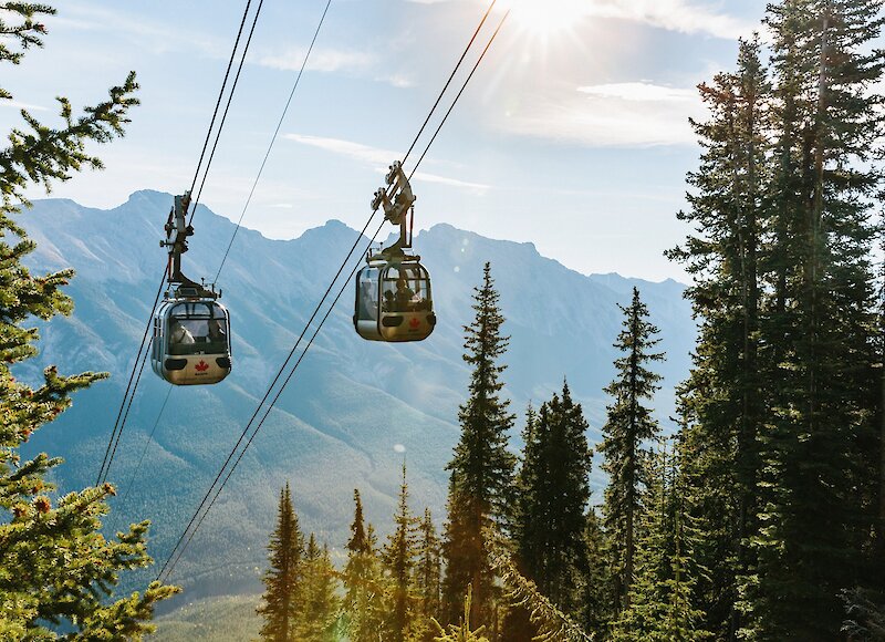 Ride to the top of the Banff Gondola in summer